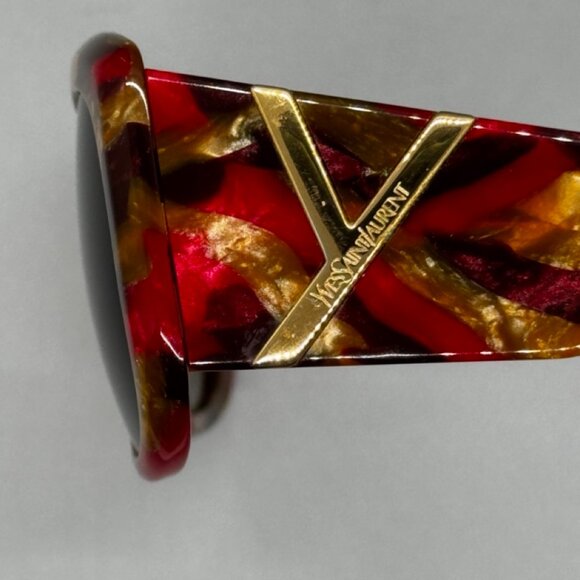 RARE Authentic YSL Yves SaintLaurent Red Gold Marble Sunglasses *For frames Only - Picture 12 of 15